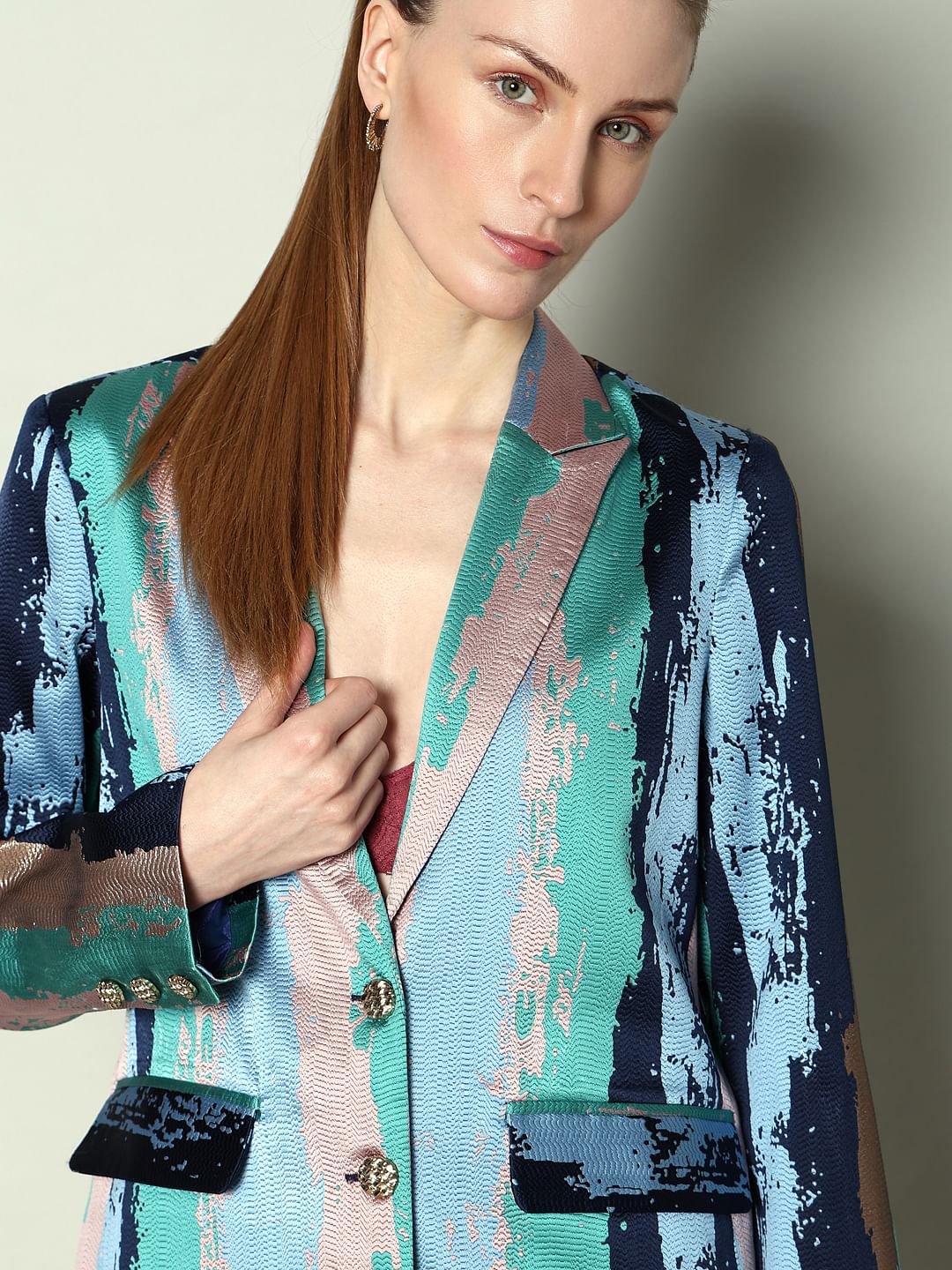 Marquee Blue Abstract Print Co-Ord Set Blazer