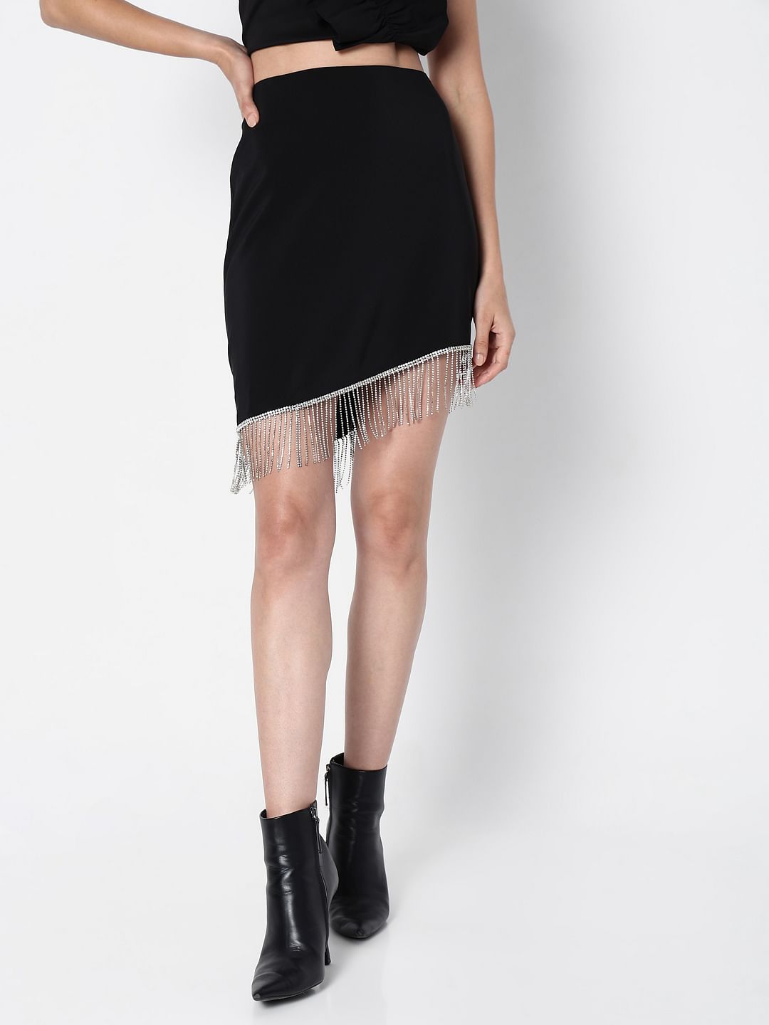 Marquee Black High Rise Embellished Co-Ord Set Skirt