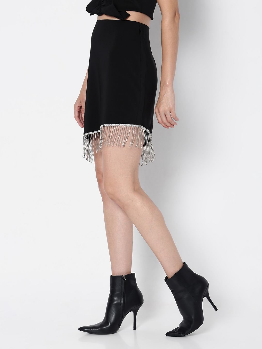 Marquee Black High Rise Embellished Co-Ord Set Skirt