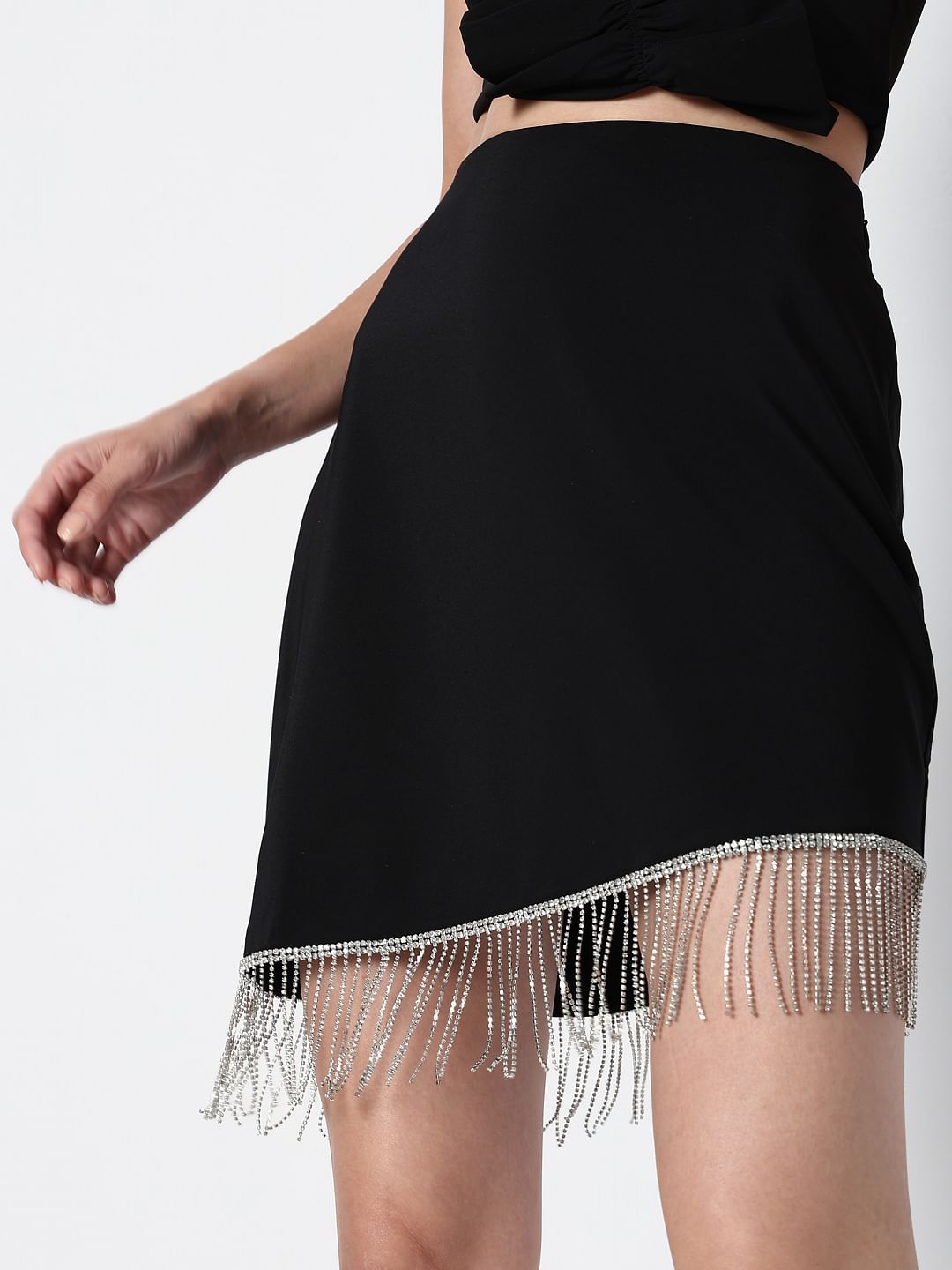 Marquee Black High Rise Embellished Co-Ord Set Skirt