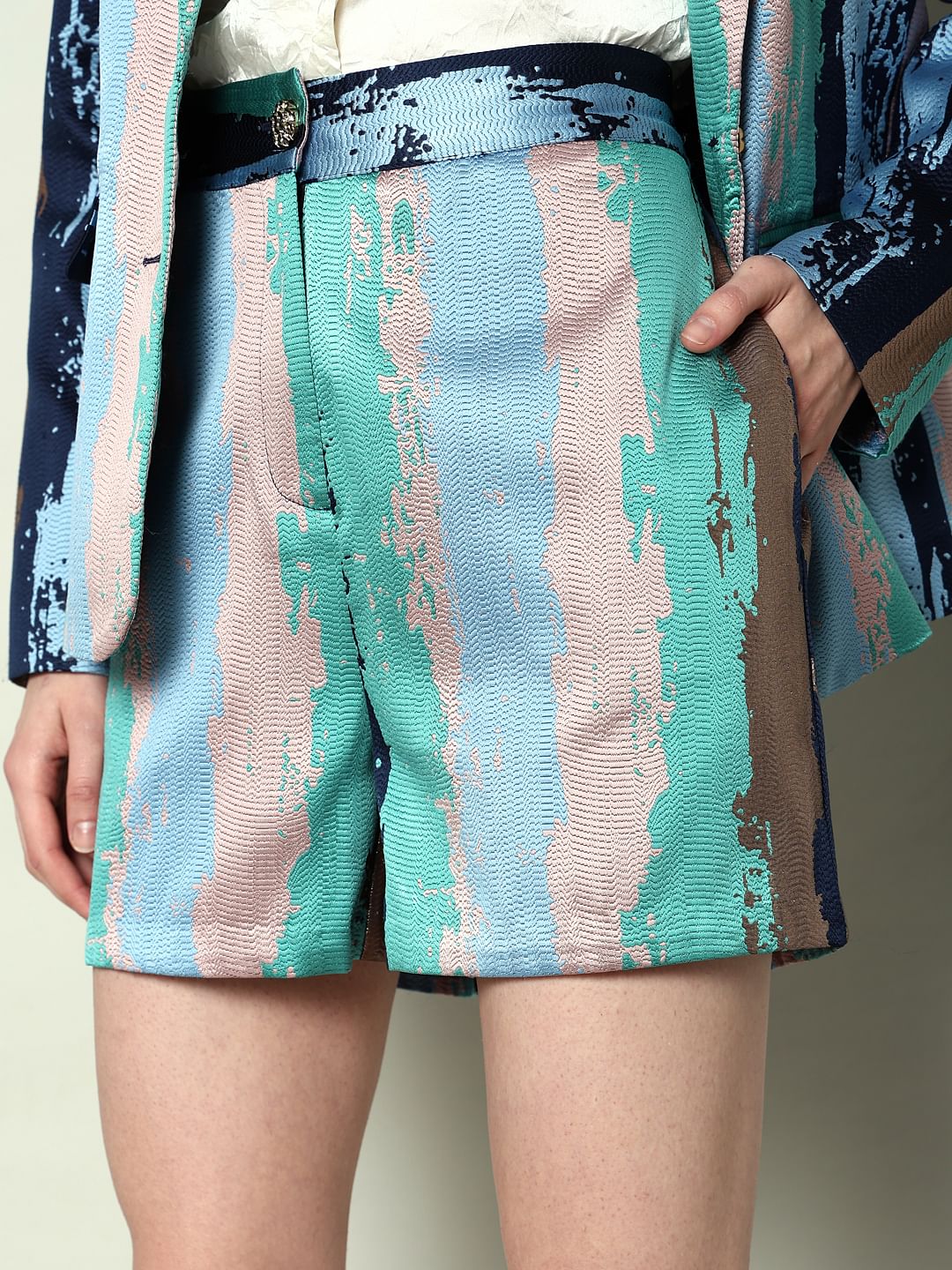 Marquee Blue Abstract Print Co-Ord Set Shorts
