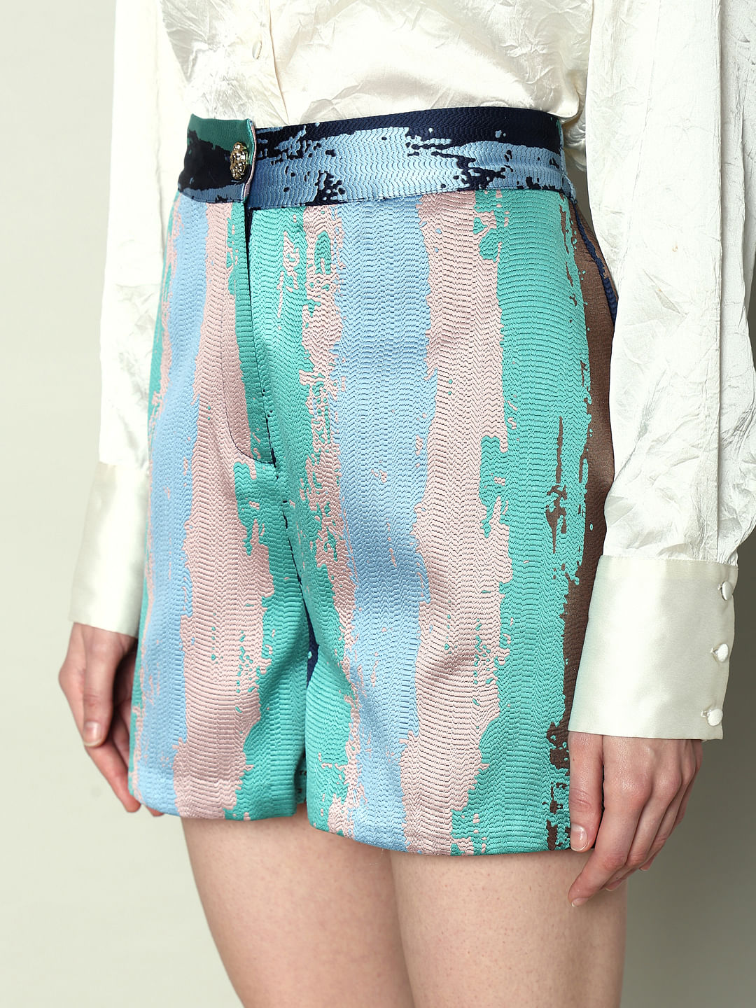 Marquee Blue Abstract Print Co-Ord Set Shorts