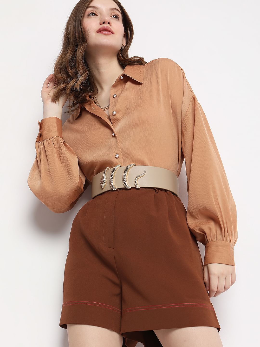 Dark Brown High Rise Shorts