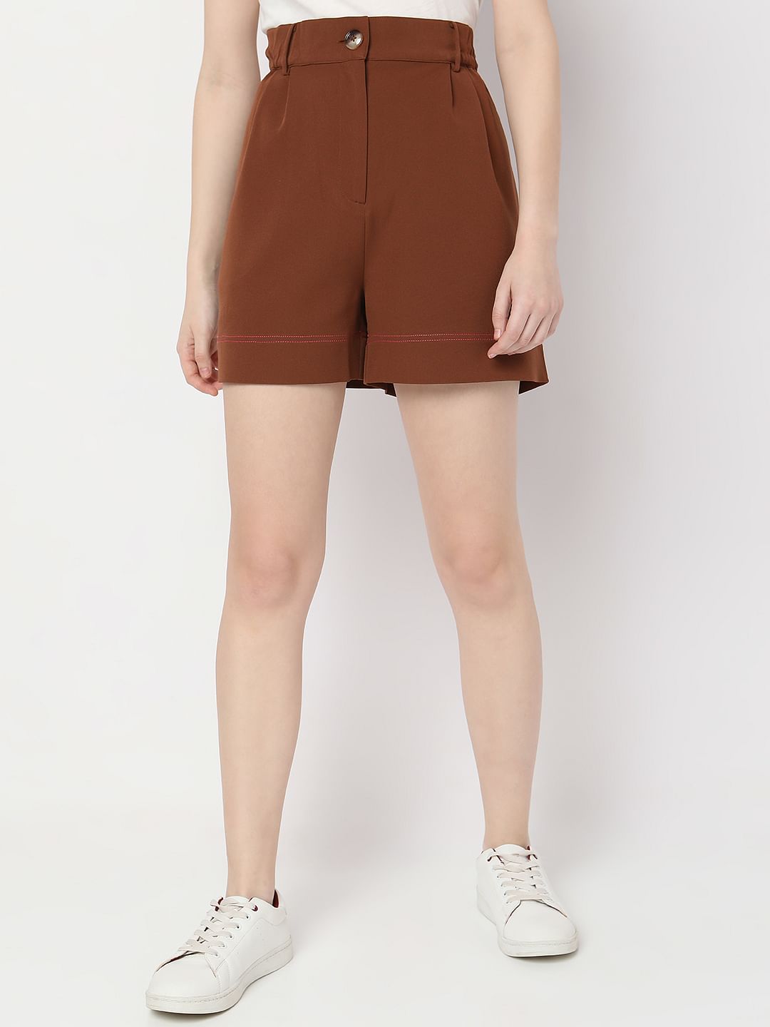 Dark Brown High Rise Shorts