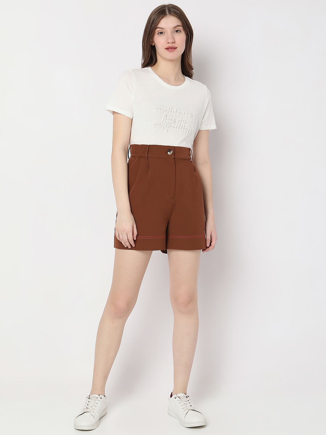 Dark Brown High Rise Shorts