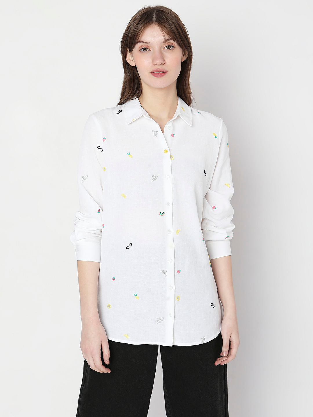 White Ditsy Printed Shirt