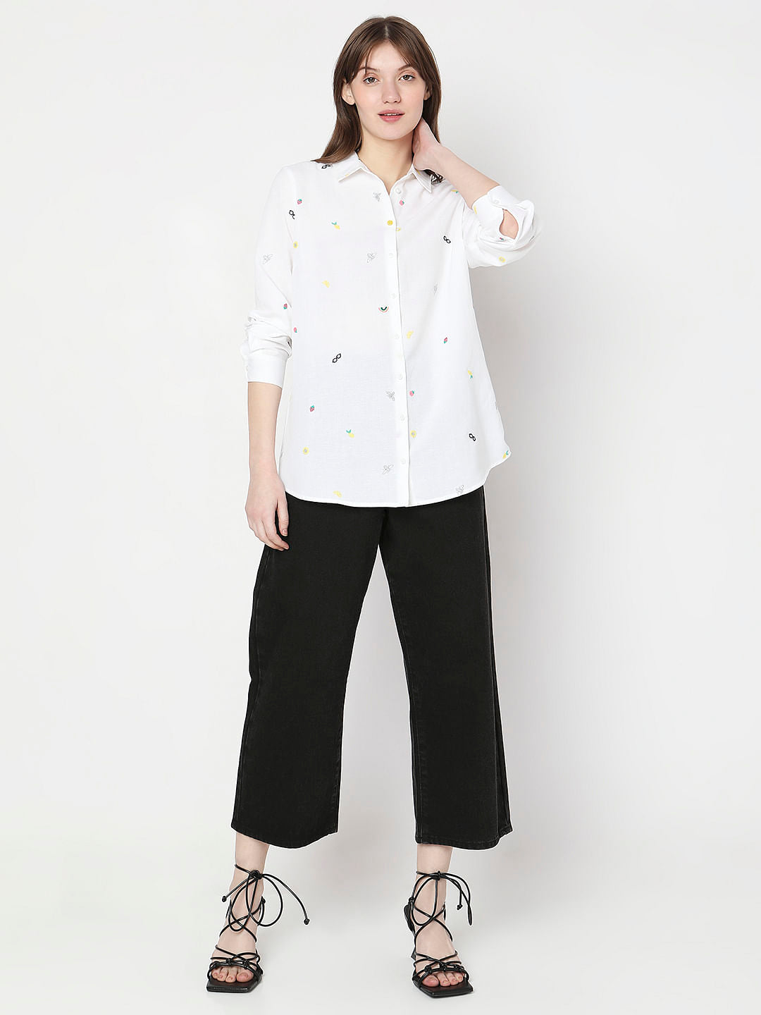 White Ditsy Printed Shirt