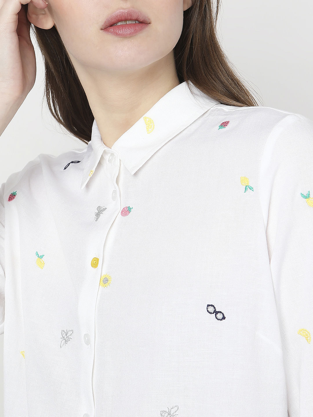 White Ditsy Printed Shirt
