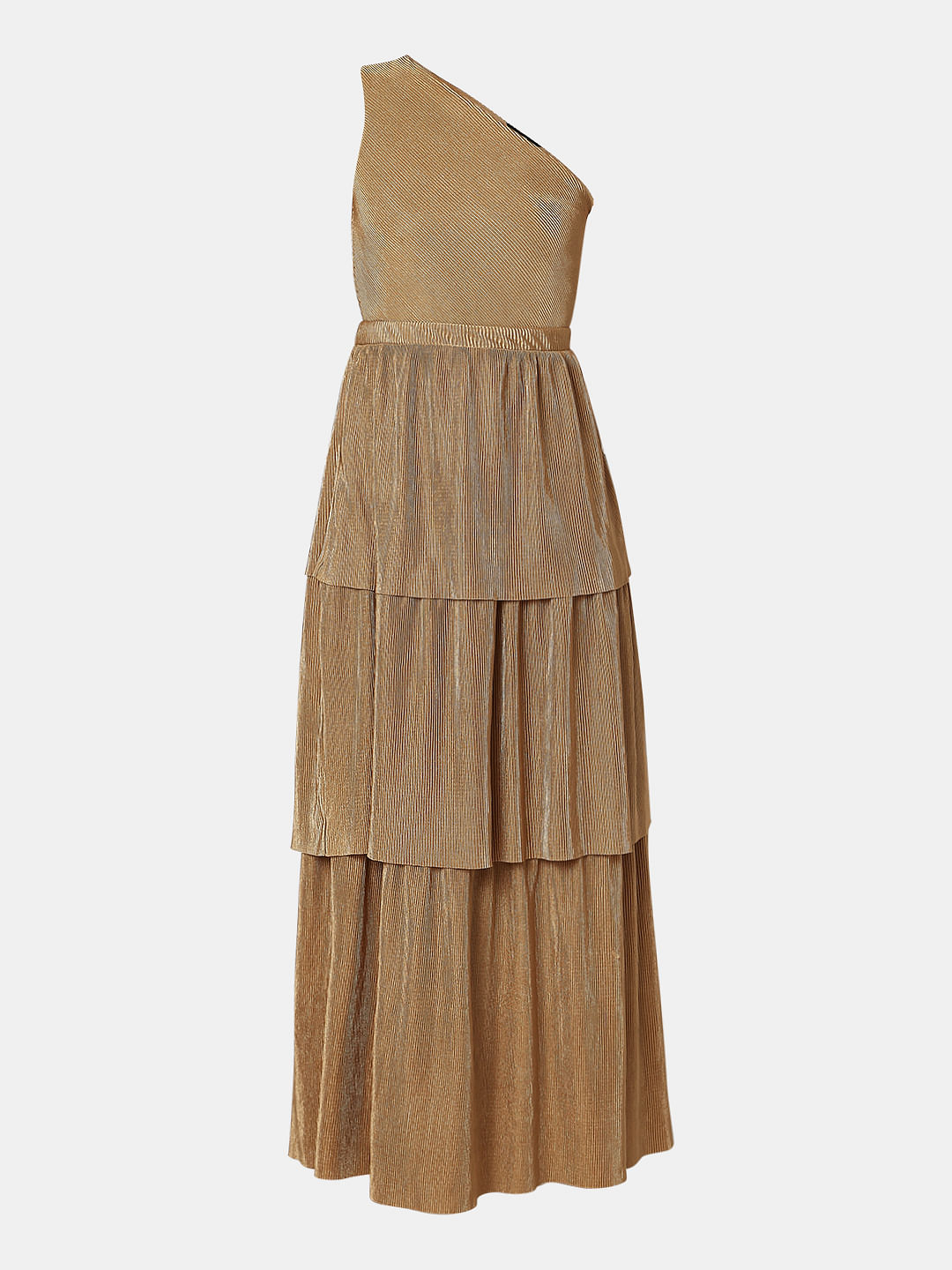 Brown One-Shoulder Maxi Dress