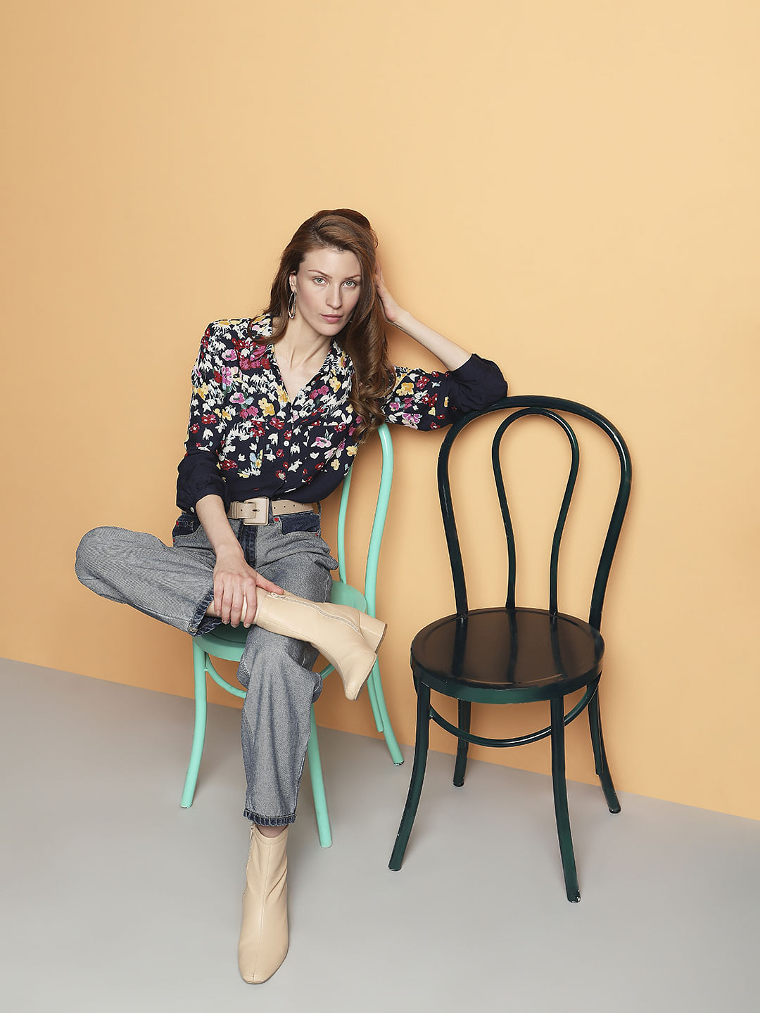 Blue Floral Full Sleeves Shirt