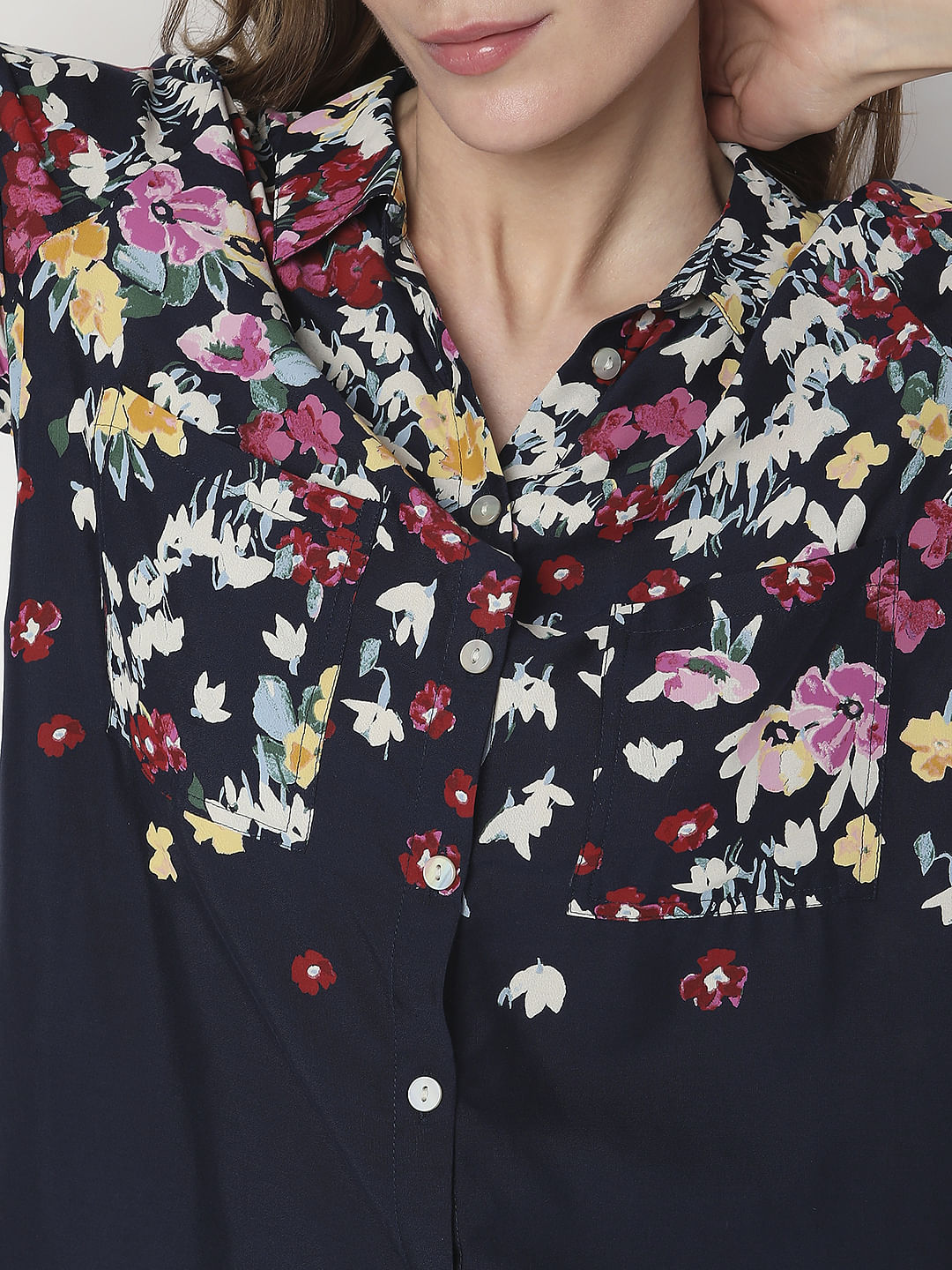 Blue Floral Full Sleeves Shirt