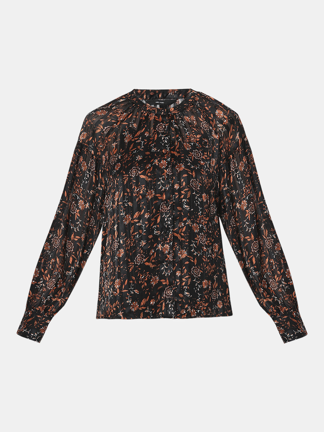 Black Satin Floral Top