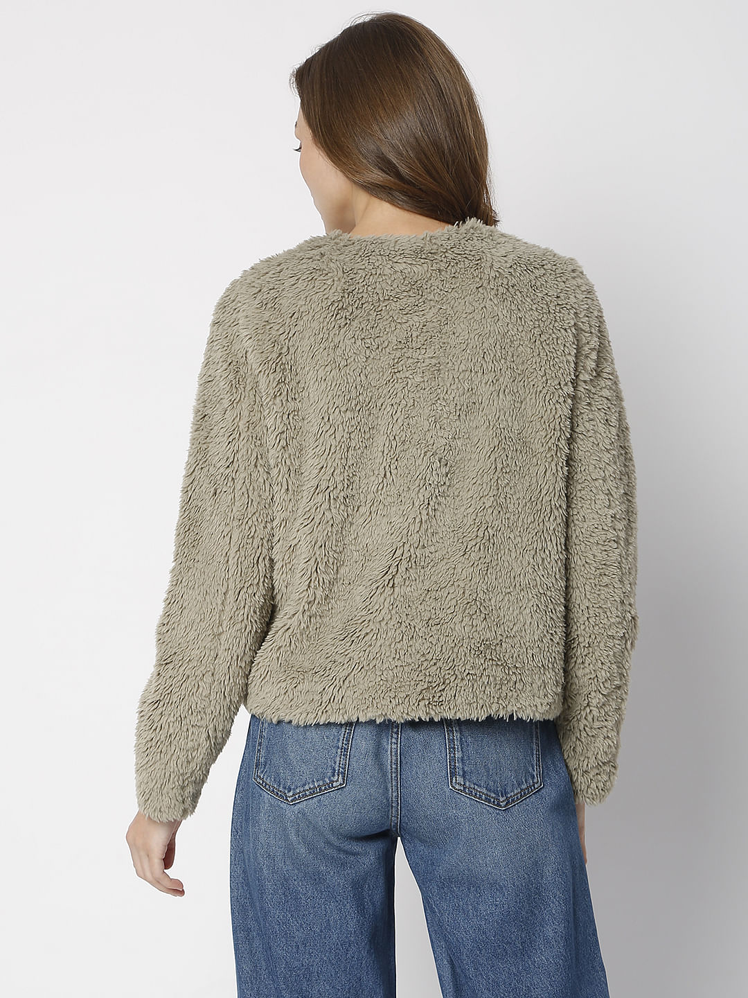 Moss Brown Teddy Short Jacket