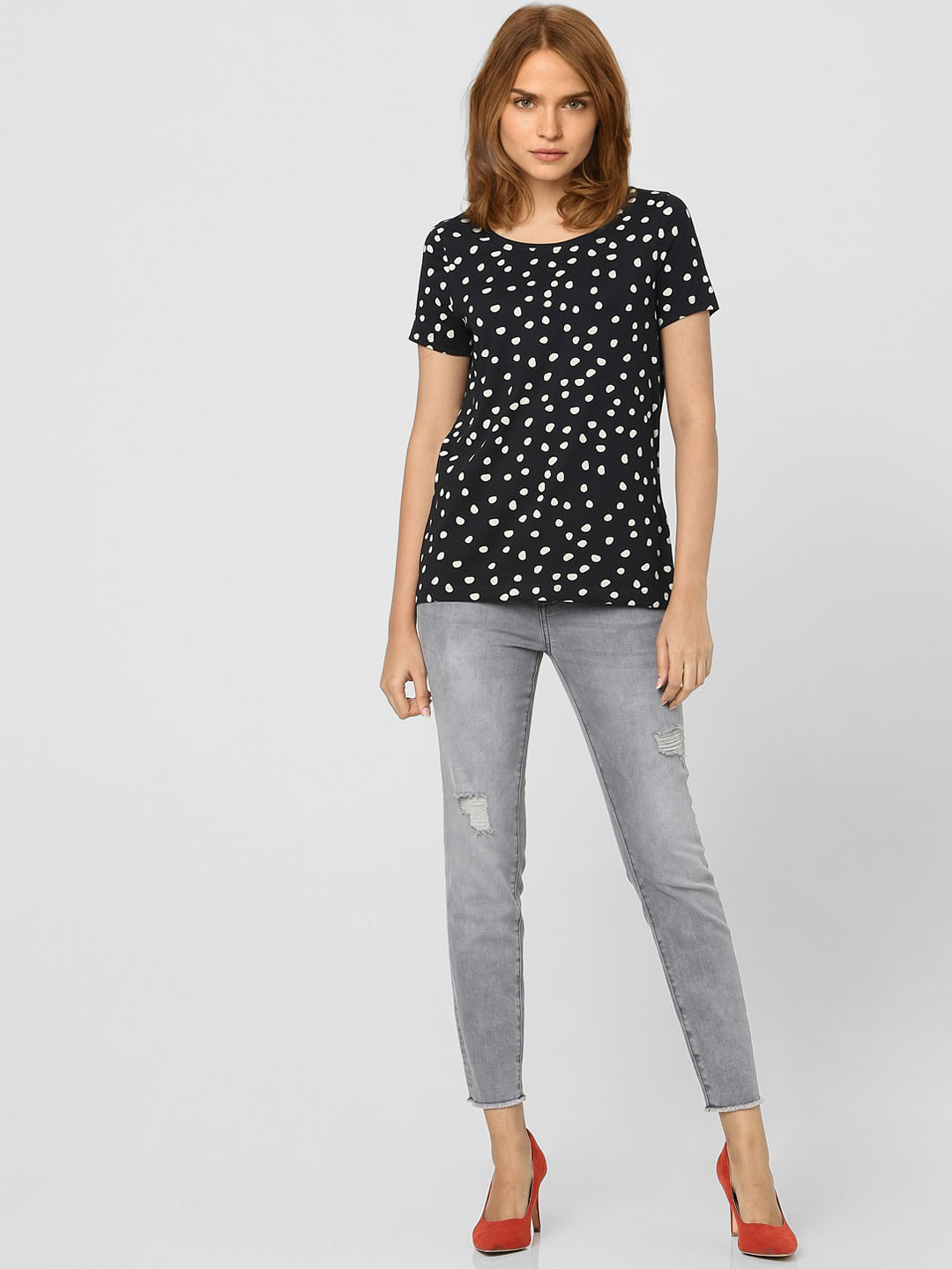 Black Polka Dot Top