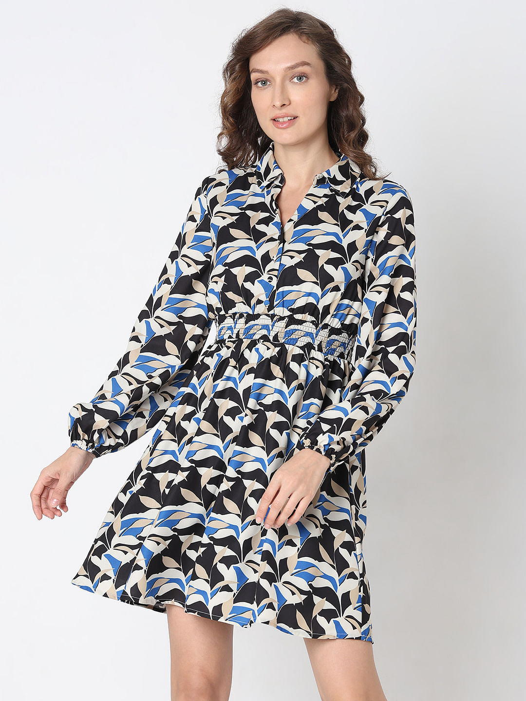 Black Printed Fit & Flare Dress