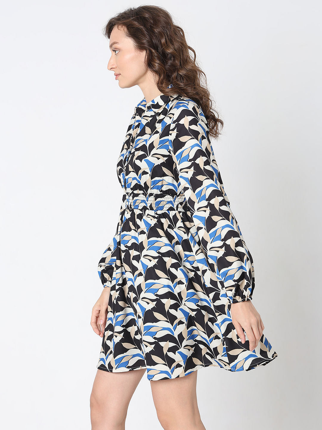 Black Printed Fit & Flare Dress