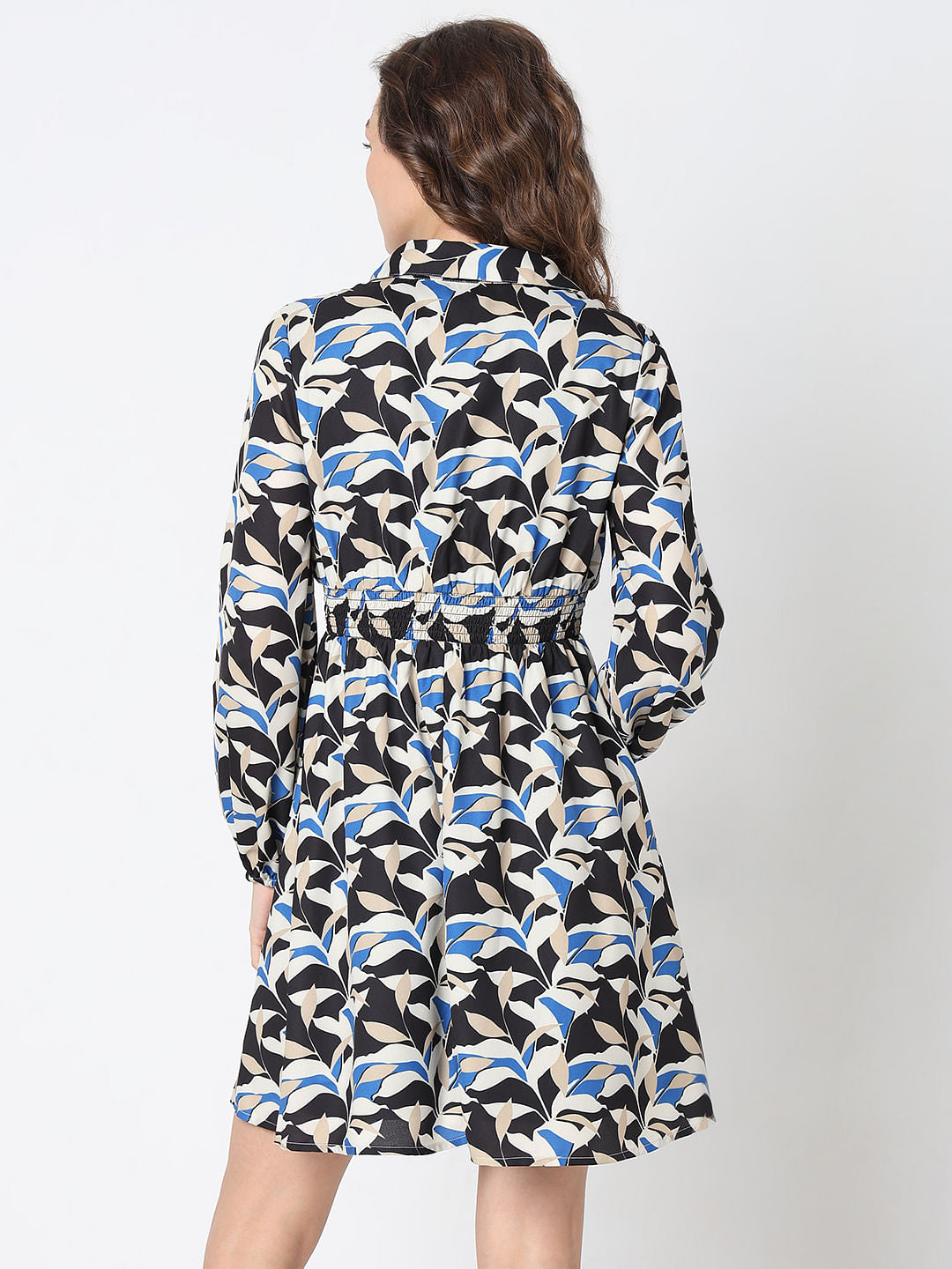 Black Printed Fit & Flare Dress