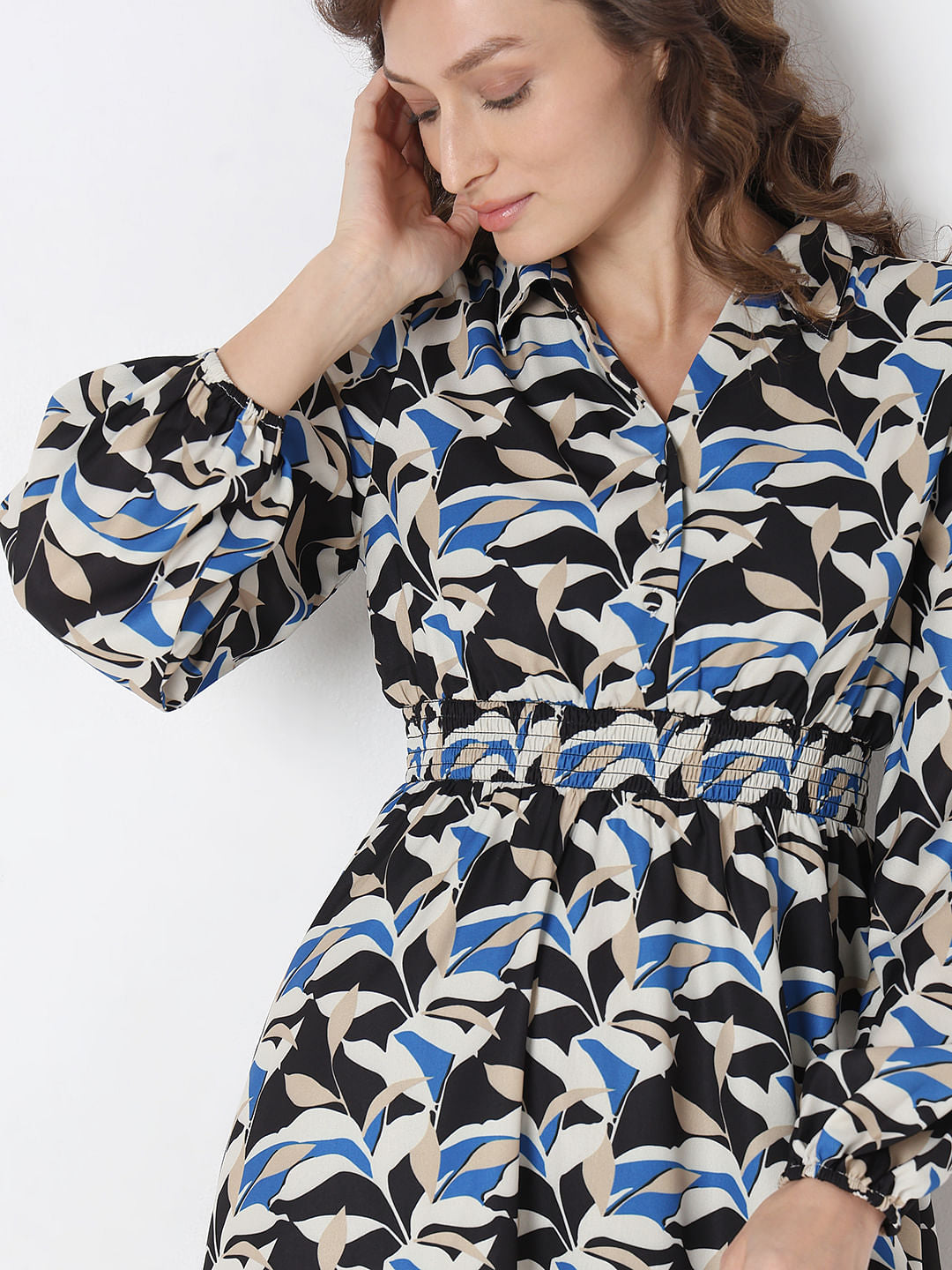 Black Printed Fit & Flare Dress