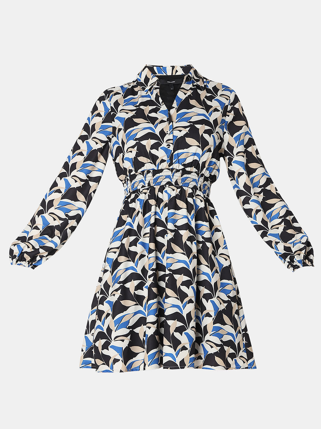 Black Printed Fit & Flare Dress