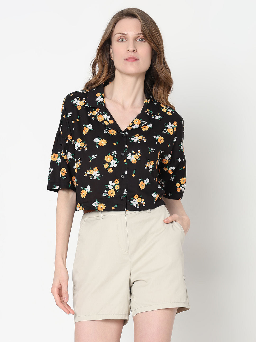 Black Floral Print Shirt