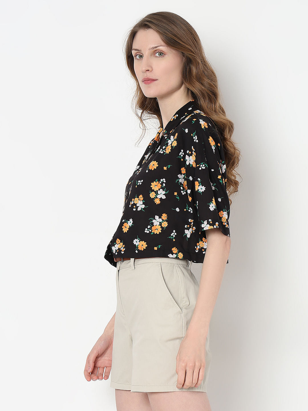 Black Floral Print Shirt