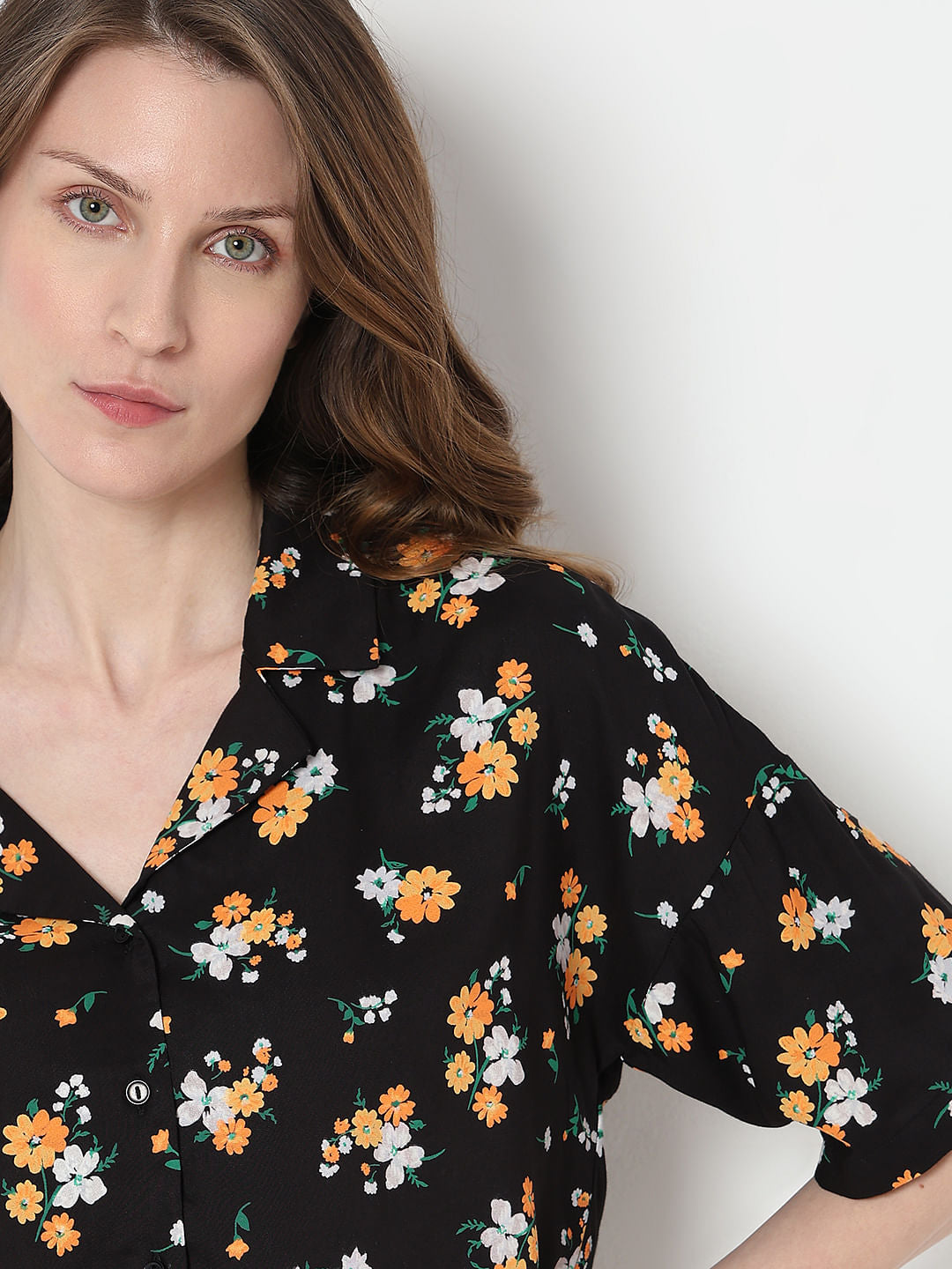 Black Floral Print Shirt
