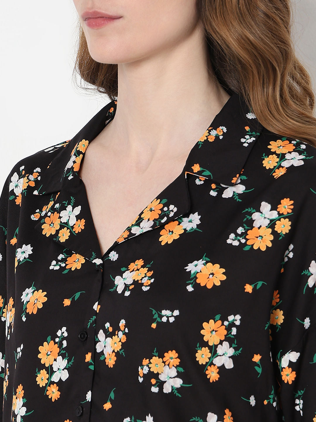 Black Floral Print Shirt