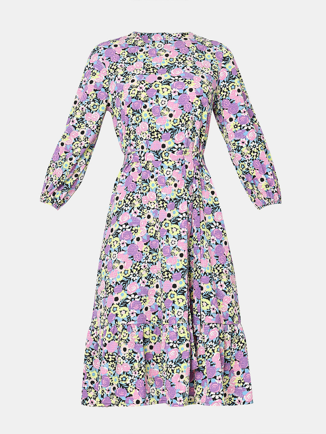 Purple Floral Fit & Flare Dress