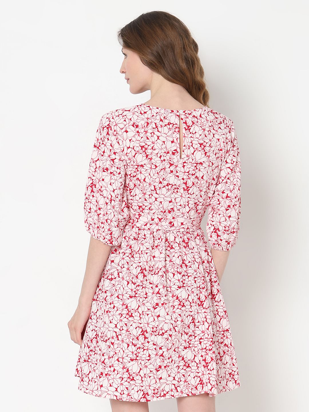 White & Red Floral Dress