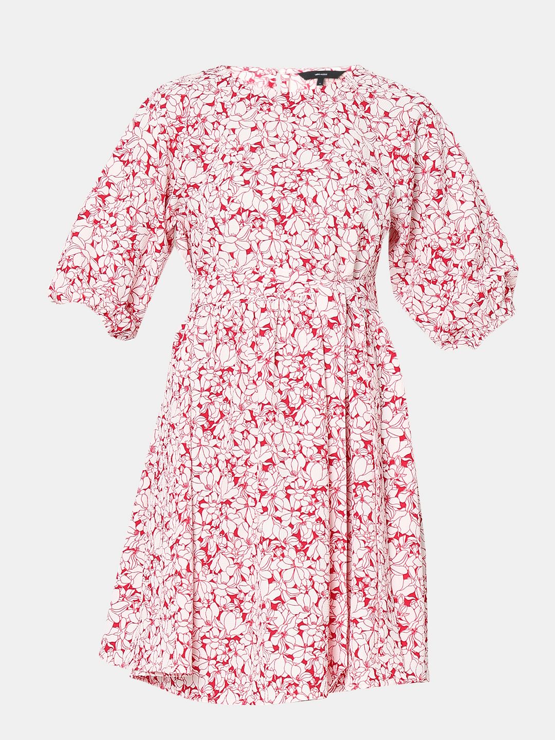 White & Red Floral Dress