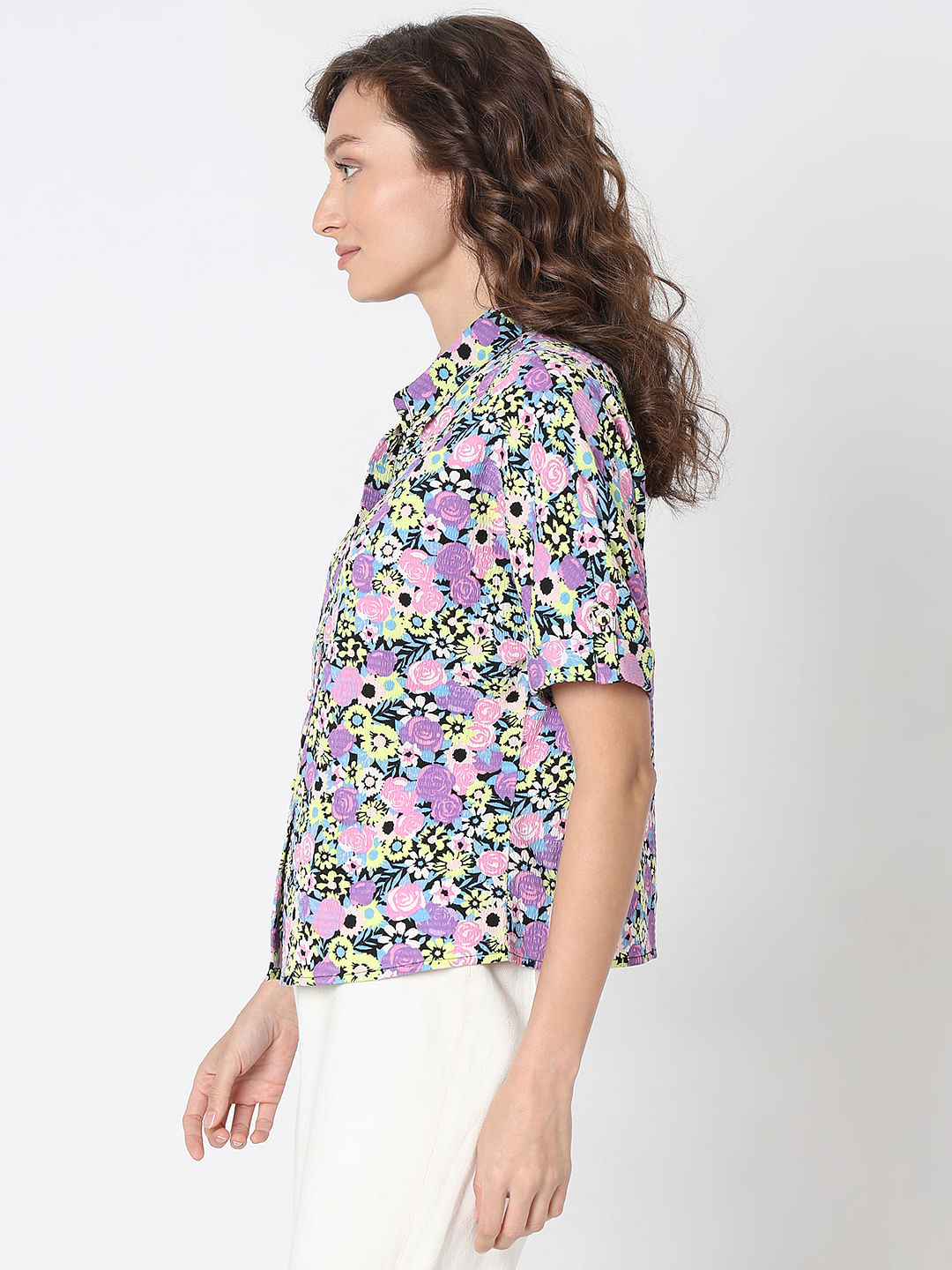 Purple Floral Print Shirt