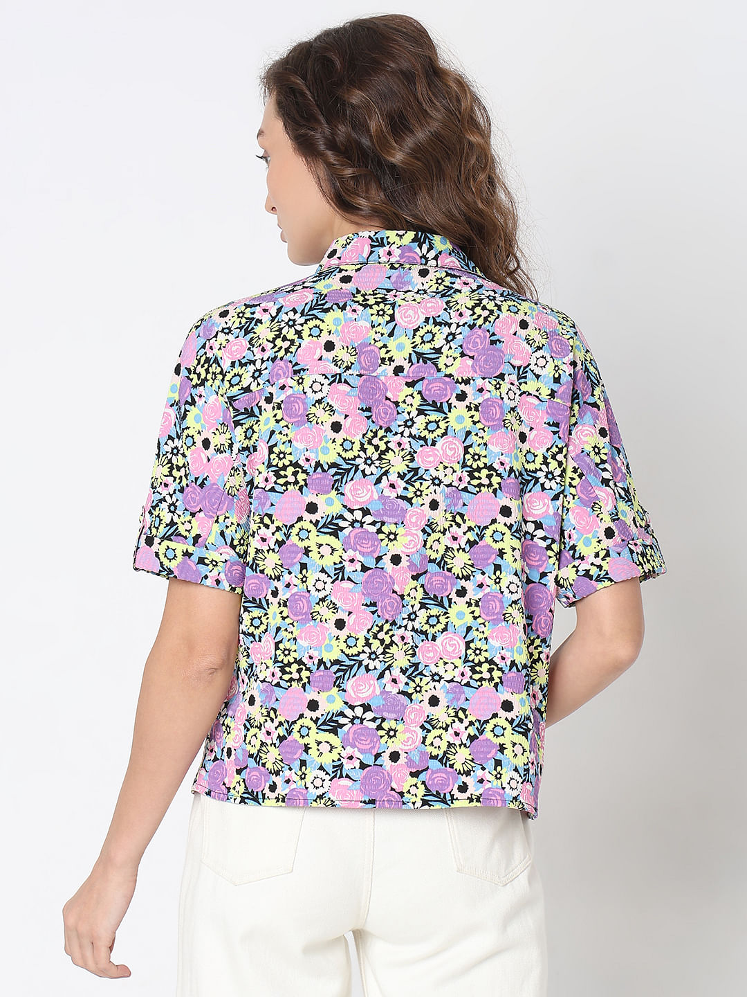 Purple Floral Print Shirt