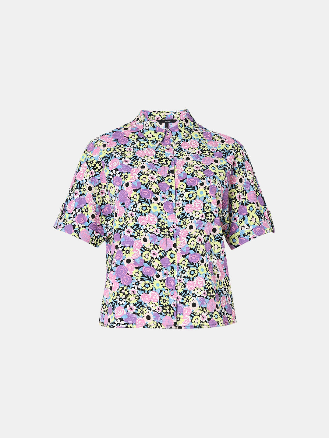 Purple Floral Print Shirt
