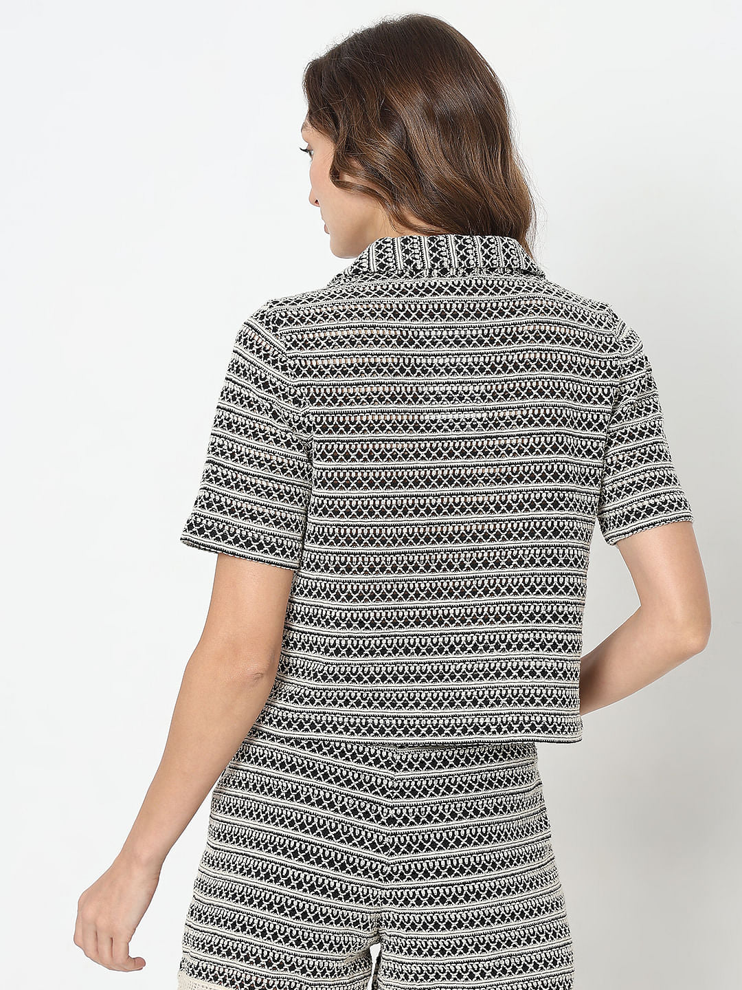 Black Textured Co-Ord Set Shirt