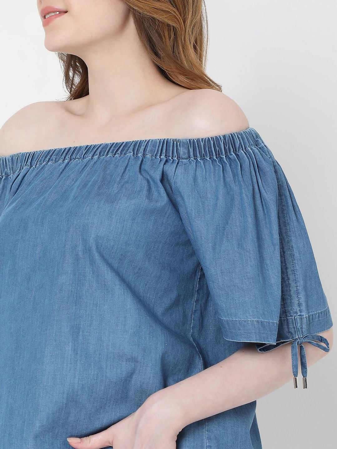 Blue Denim Off-Shoulder Top