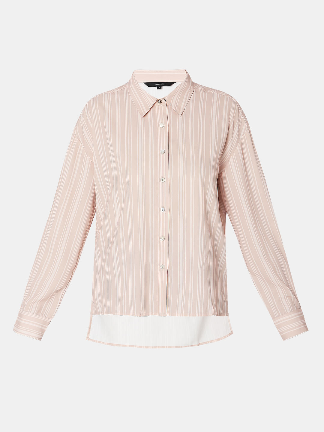 Peach Striped High-Low Shirt