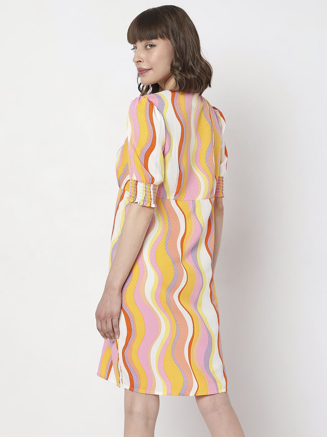 Pink Abstract Print Mini Dress