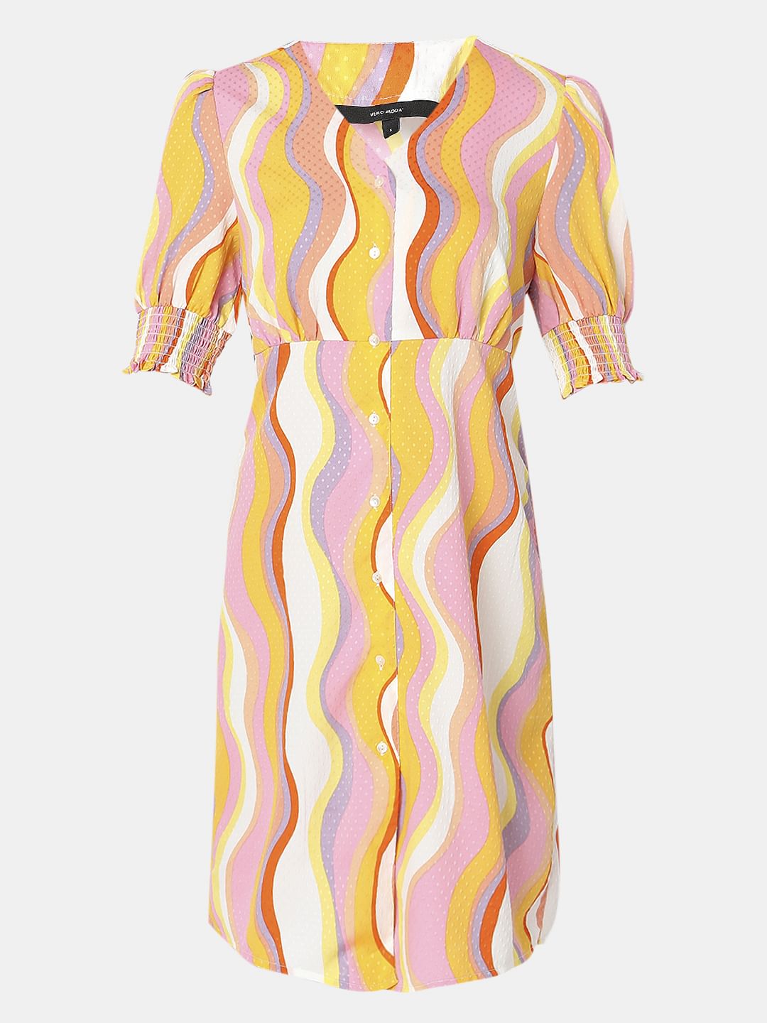 Pink Abstract Print Mini Dress