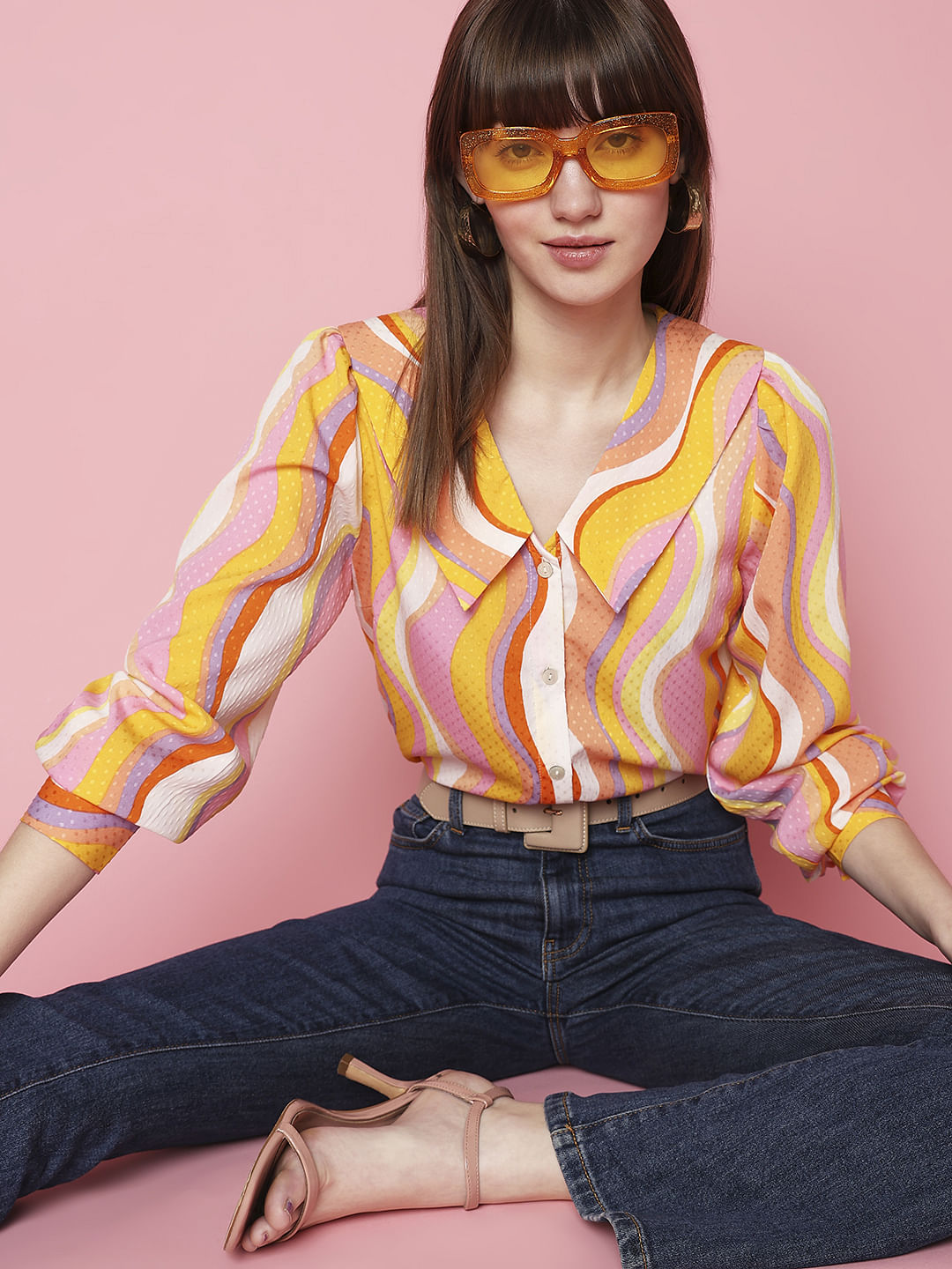 Pink Abstract Print Shirt