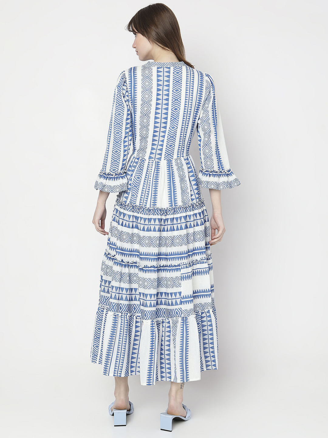 Blue Aztec Print Maxi Dress