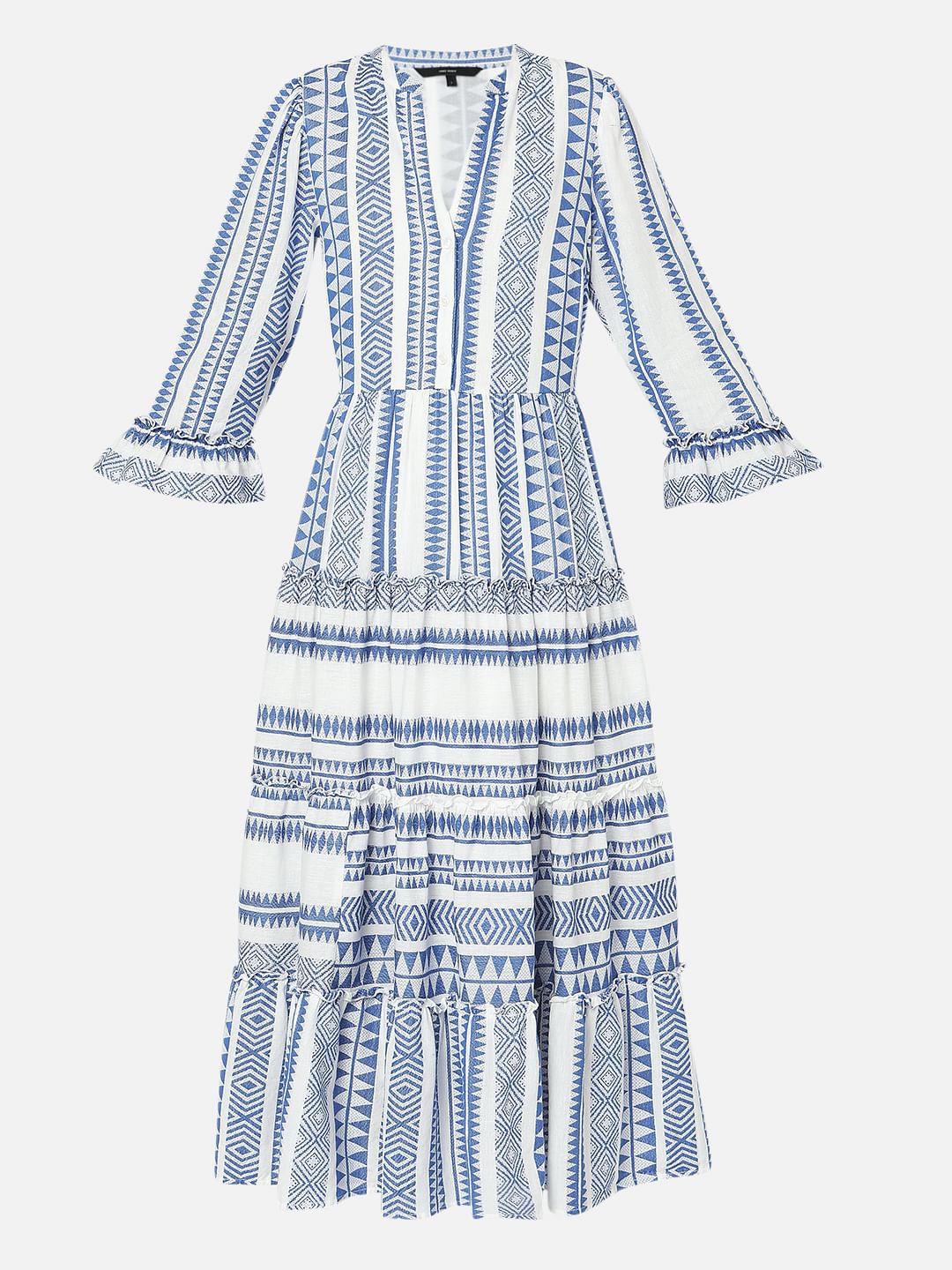 Blue Aztec Print Maxi Dress