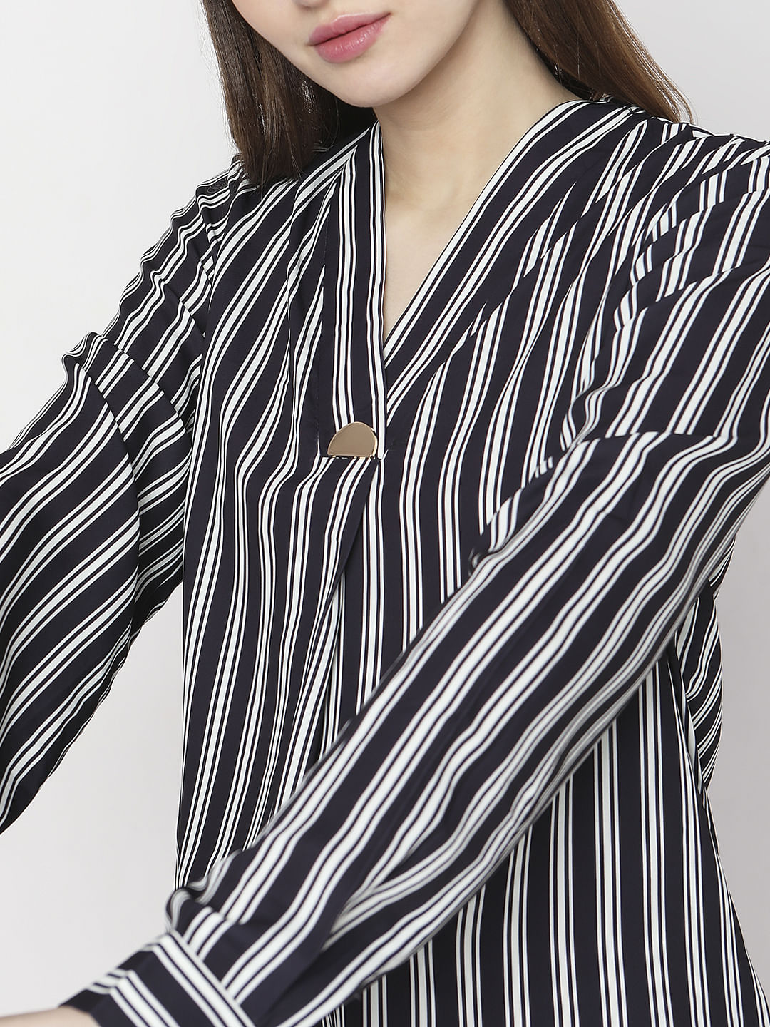 Black Striped Full Sleeves Top