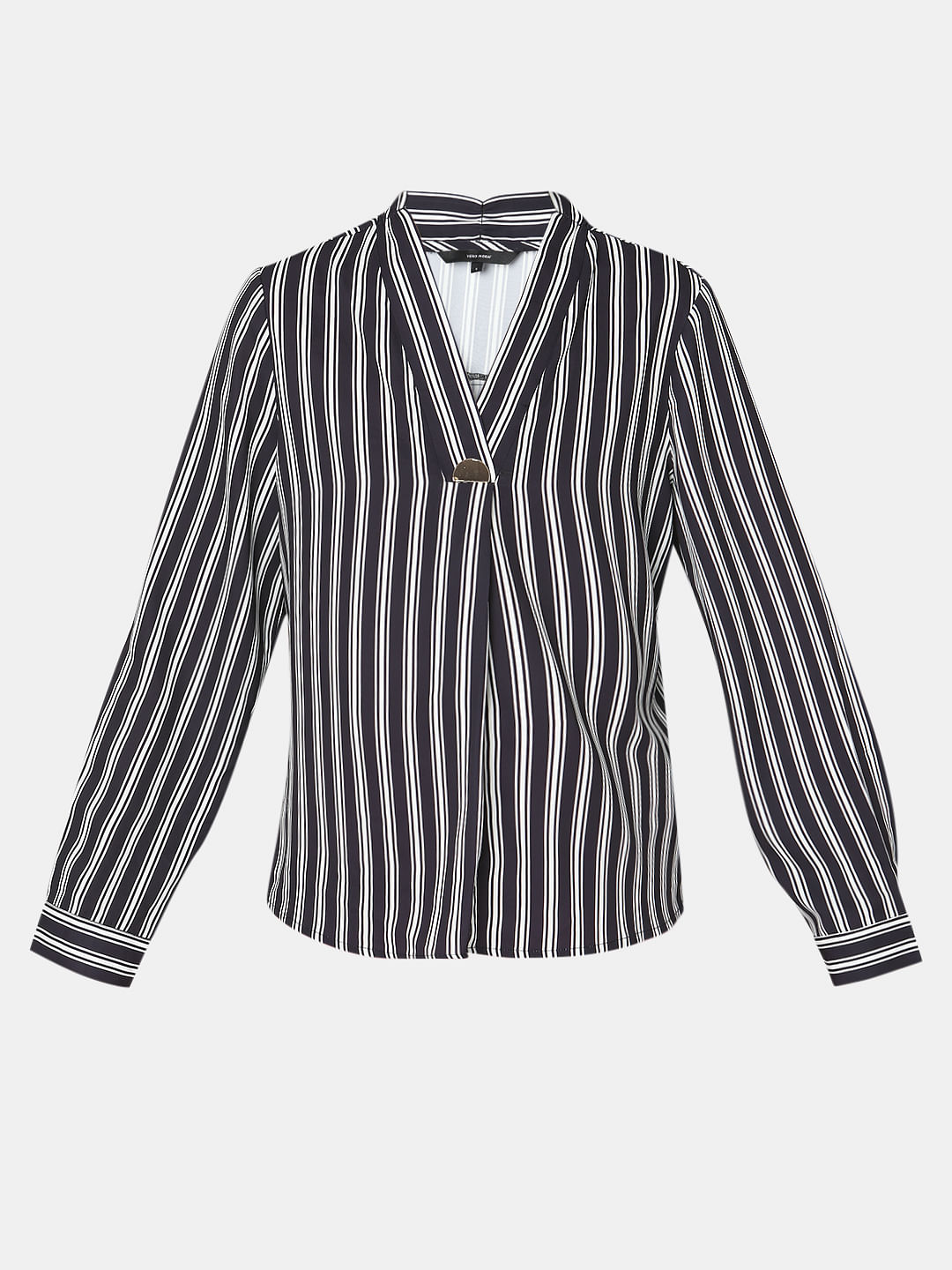 Black Striped Full Sleeves Top