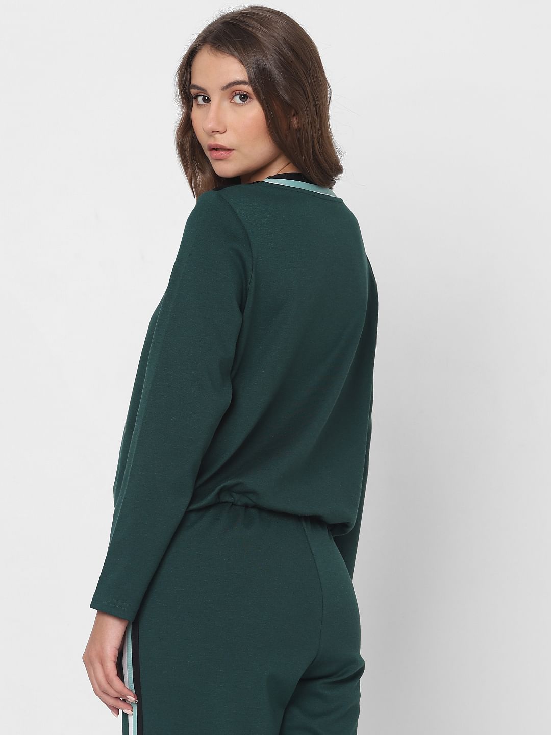 Green Tape Detail Co-Ord Set Sweatshirt