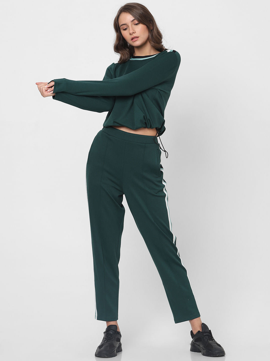 Green Tape Detail Co-Ord Set Sweatshirt