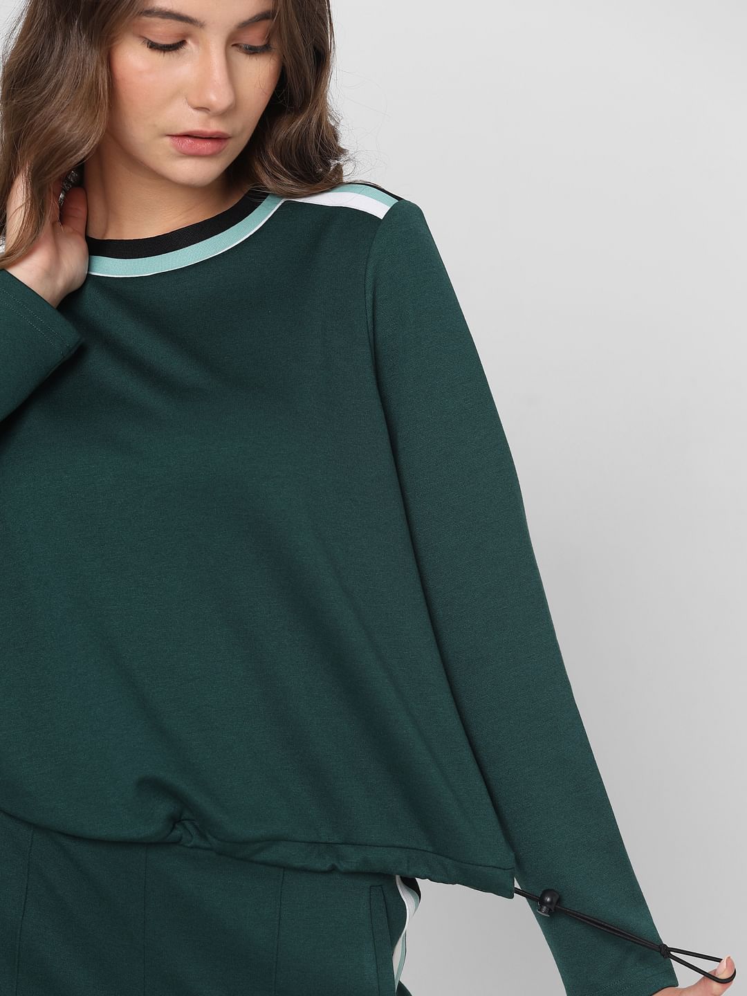 Green Tape Detail Co-Ord Set Sweatshirt