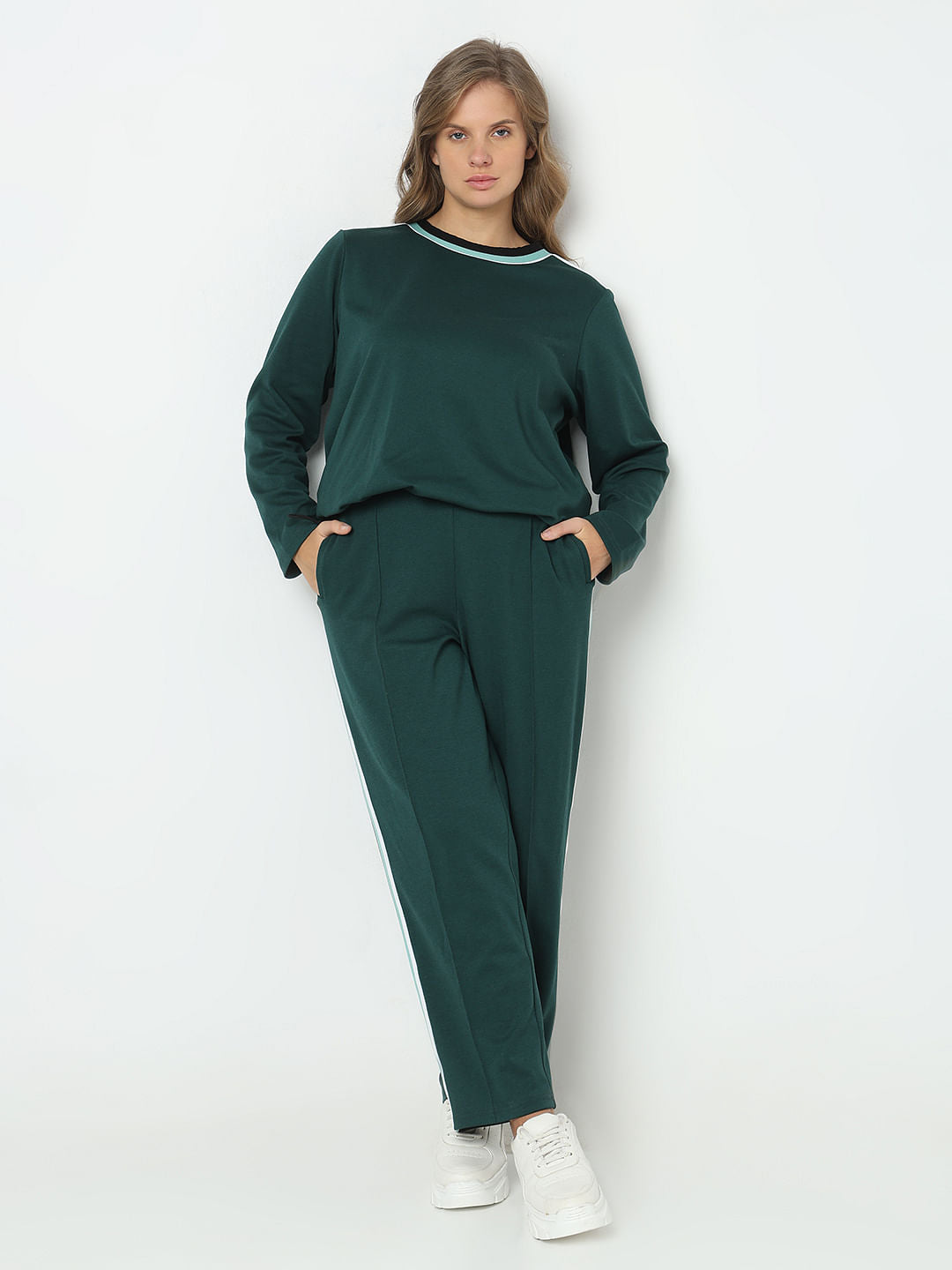 Curve Green Striped Co-Ord Set Sweatshirt