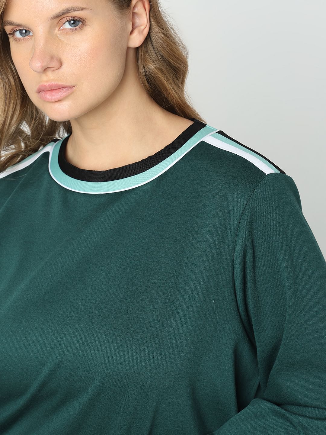 Curve Green Striped Co-Ord Set Sweatshirt