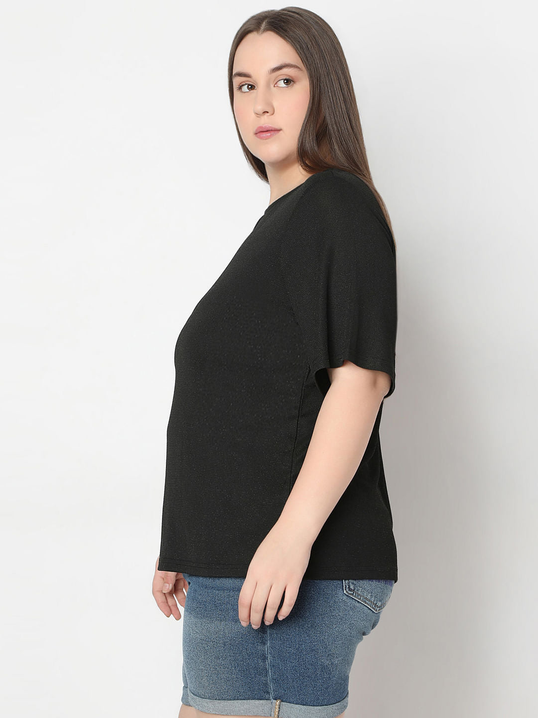 Curve Black Shimmer Top