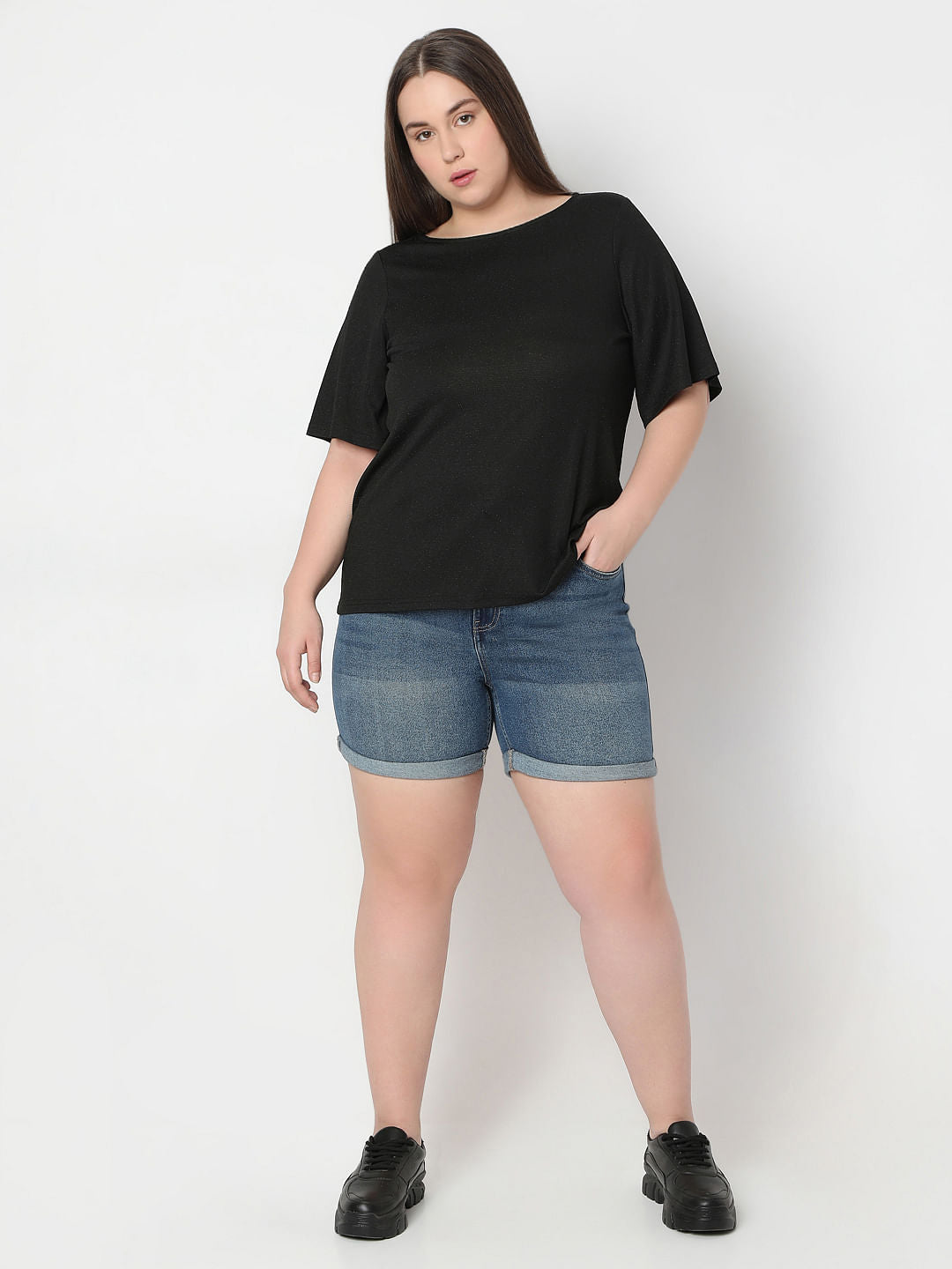 Curve Black Shimmer Top
